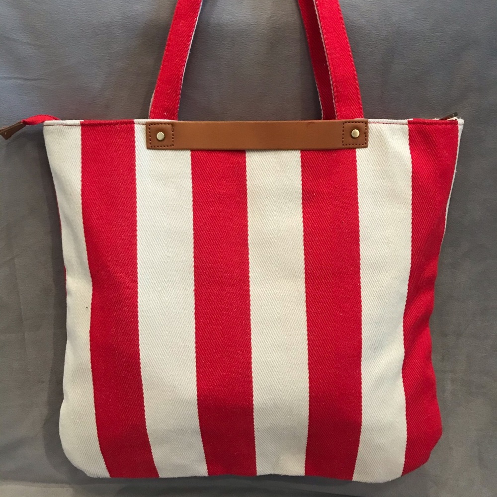 Candy Cane Canvas Tote Bag